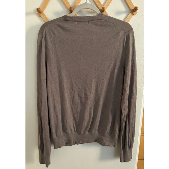 Banana Republic Sweater Men's Medium Silk Cashmere Blend Brown V Neck Pullover - Picture 8 of 8